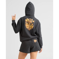 Sunflower Anchor Womens Pullover Fleece - Vintage Black