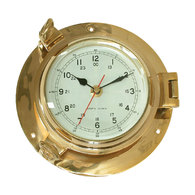 Brass Porthole Clock 4.5" (117mm w/186mm Base)