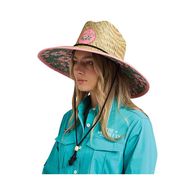 Tiki Anchor Womens Straw Hat - Peach Green