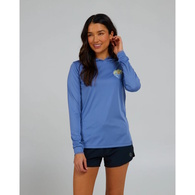 Sun Days Womans Hooded Long Sleeve Sunshirt - Blue Dusk