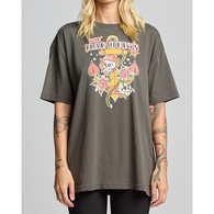 Skull Tattoo Womens Oversized Short Sleeve T-Shirt - Charcoal