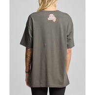 Skull Tattoo Womens Oversized Short Sleeve T-Shirt - Charcoal