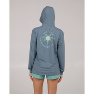 Queen Palm Womens Tech Hoodie Fin Blue