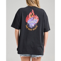 Burning Love Womens Oversized Short Sleeve T-Shirt - Washed Black