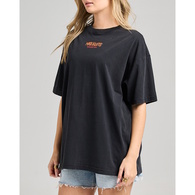 Burning Love Womens Oversized Short Sleeve T-Shirt - Washed Black