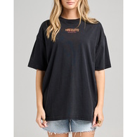 Burning Love Womens Oversized Short Sleeve T-Shirt - Washed Black