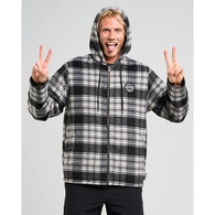 Hazza Flannel Sherpa Hooded Jacket - Black