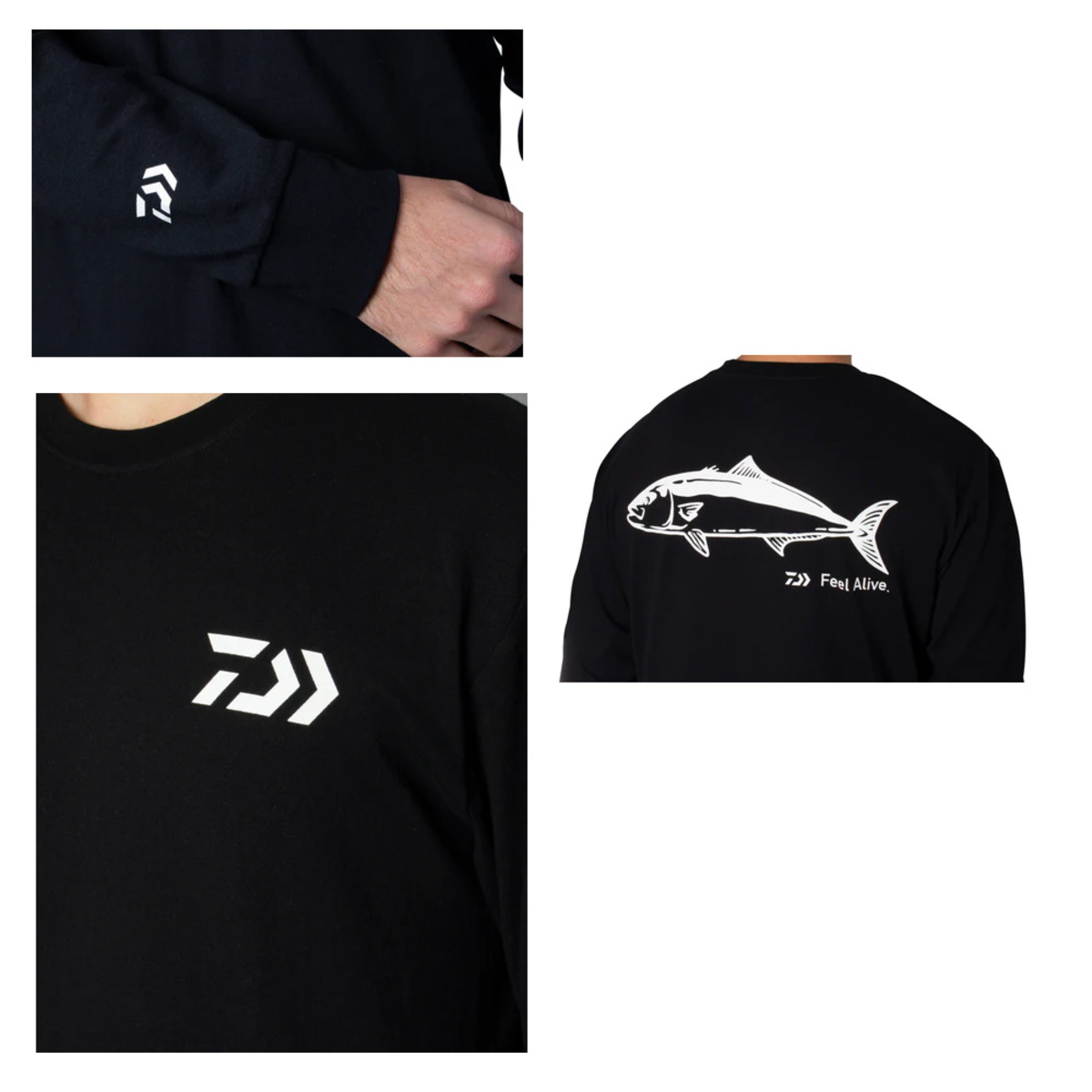 Daiwa D-Vec Long Sleeve T-Shirt 100% Cotton Fishing Tackle Company Logo  Shirt