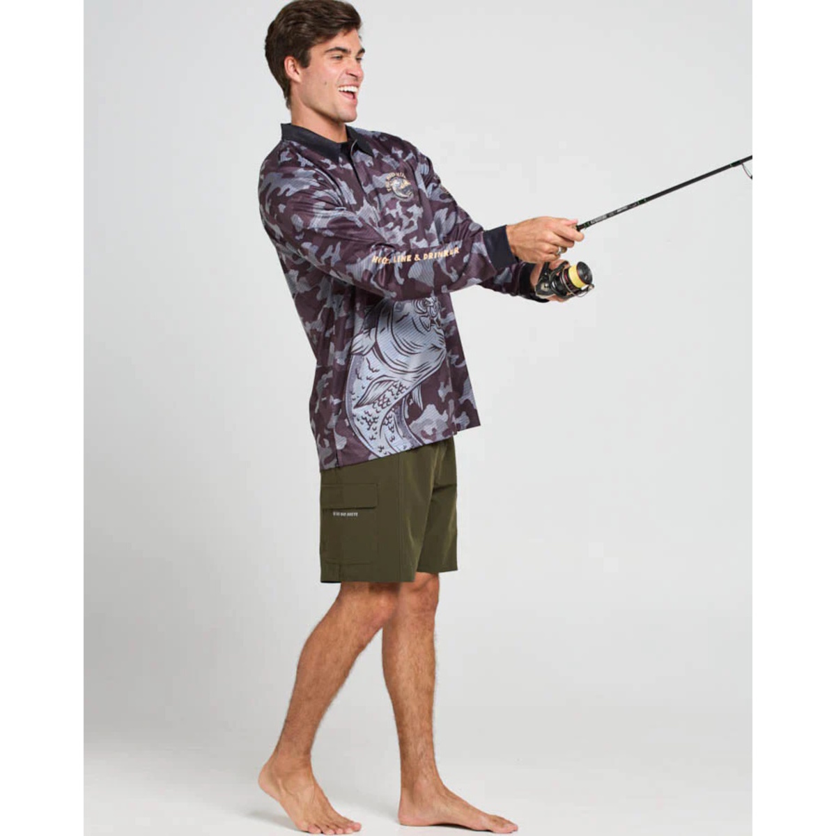 The Mad Hueys Hook Line And Drinker Fishing Jersey - Black